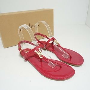 🆕Cole Haan Sandal T Strap Vamp Red Patent Casual